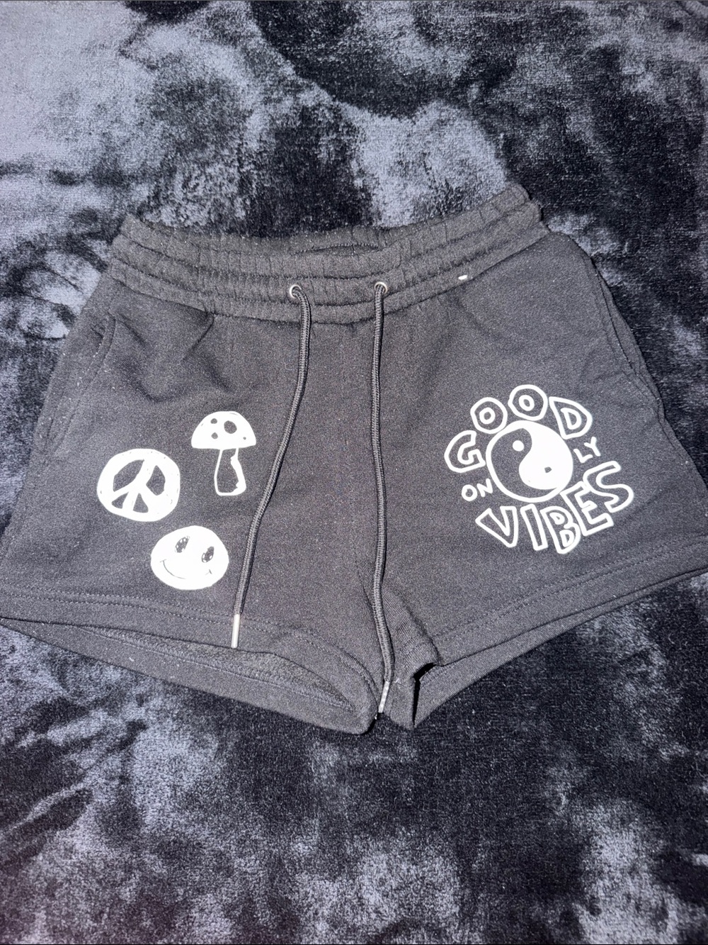 Good Vibes Black Women's Athletic Lounge Shorts